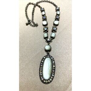 Art Deco Style Avon Necklace Bronze Tone 18” Rhinestones